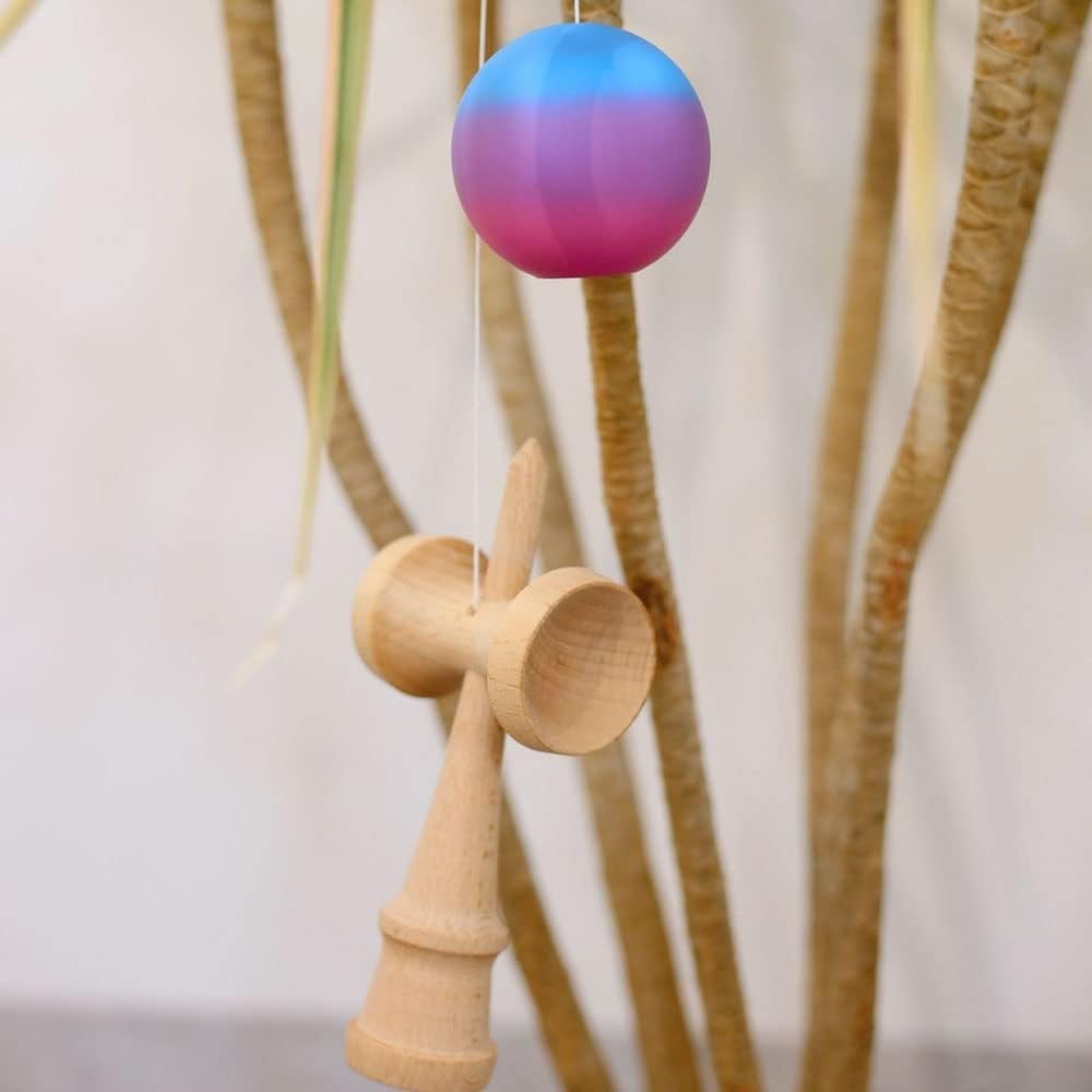 Jucărie KENDAMA din Lemn, 18 cm Gradient Roz-Mov-Albastru