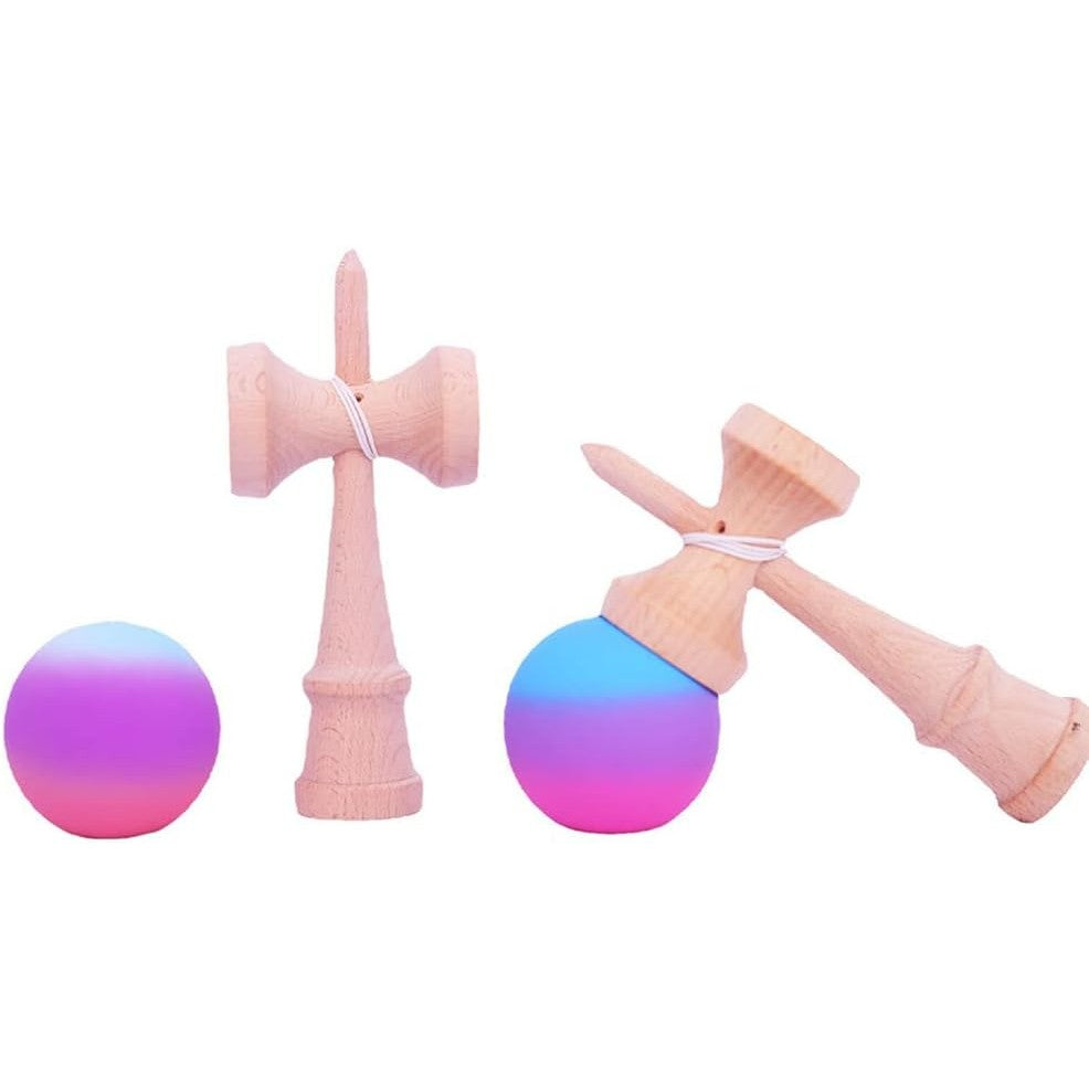 Jucărie KENDAMA din Lemn, 18 cm Gradient Roz-Mov-Albastru