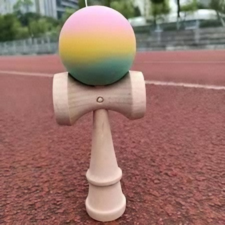 Jucărie KENDAMA din Lemn, 18 cm Gradient Roz-Galben-Albastru