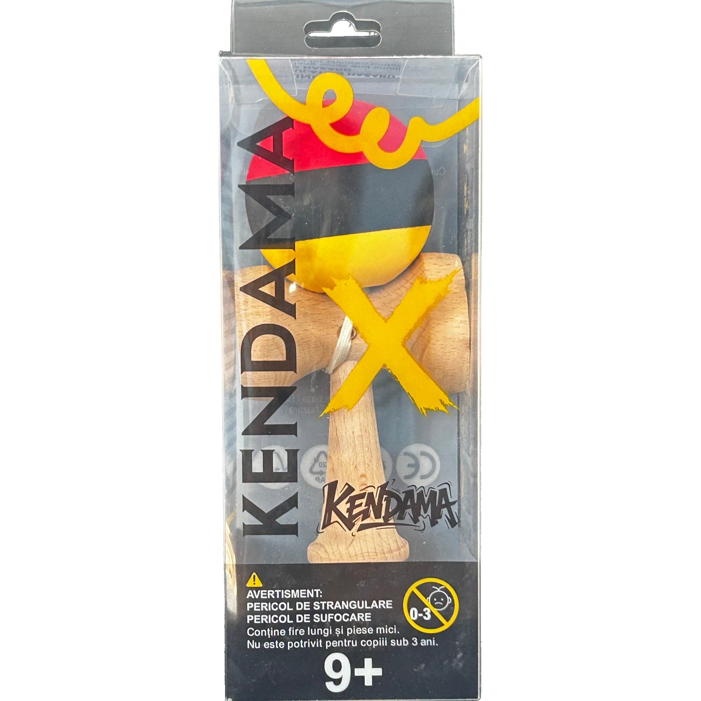 Jucărie KENDAMA din Lemn, 18 cm Multicolor Roșu-Galben-Nergu