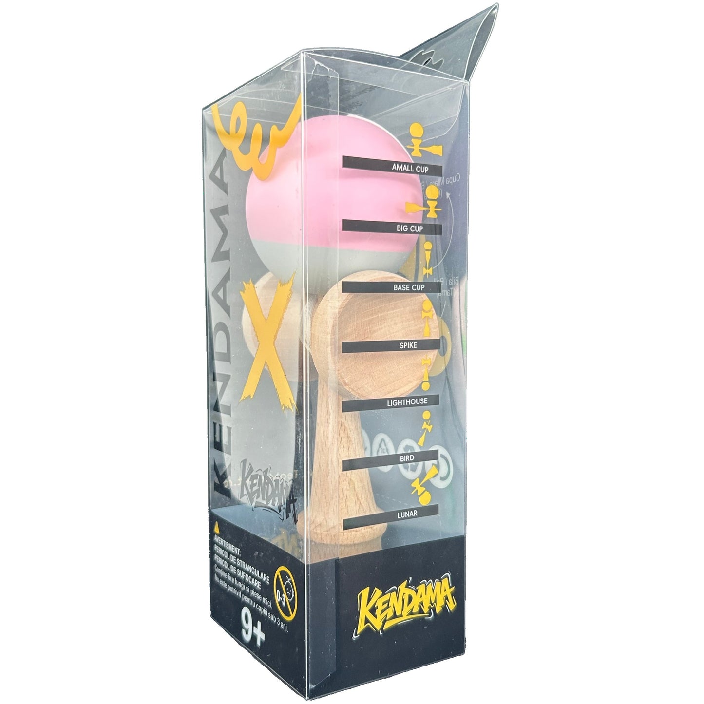 Jucărie KENDAMA din Lemn, 18 cm Bicolor Roz-Gri