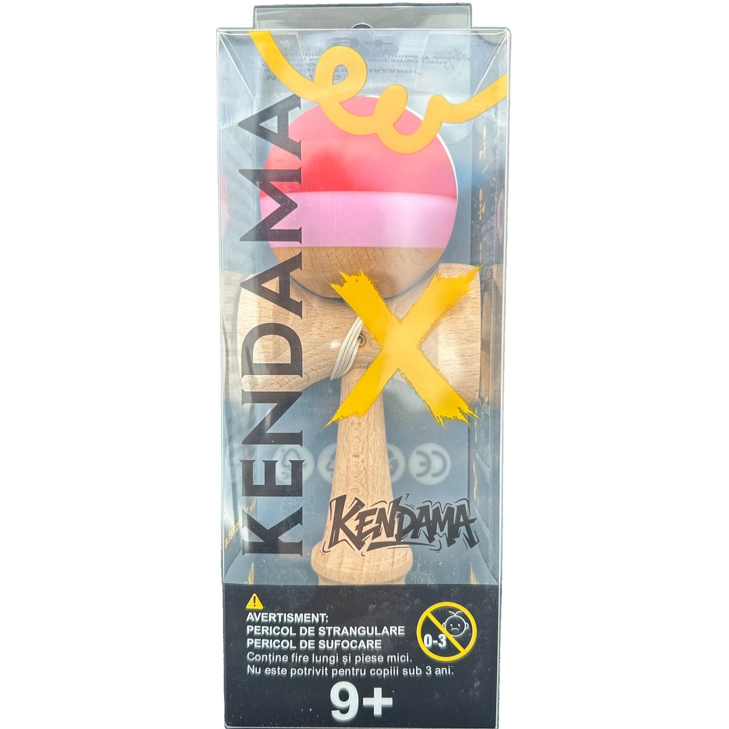 Jucărie KENDAMA din Lemn, 18 cm Multicolor Roșu închis-Rosu-Alb
