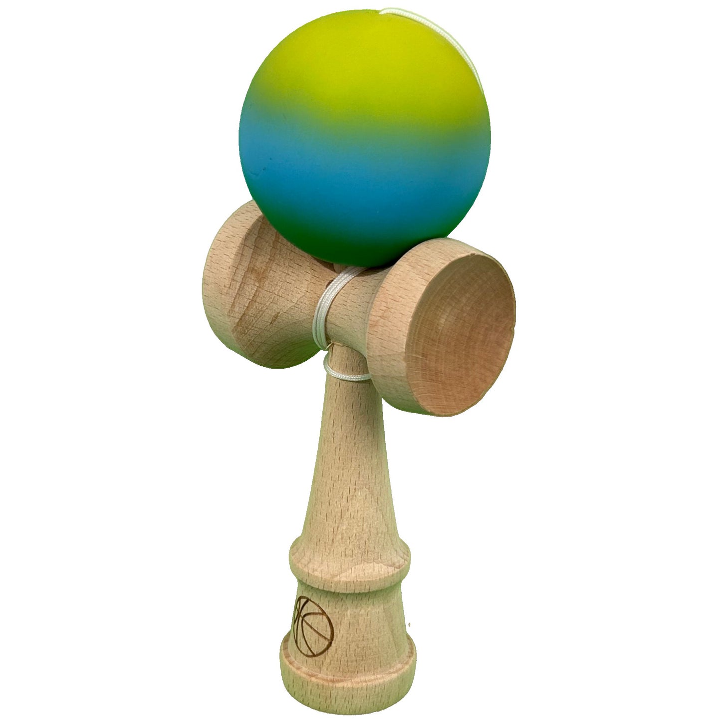 Jucărie KENDAMA din Lemn, 18 cm Gradient Galben-Albastru-Verde