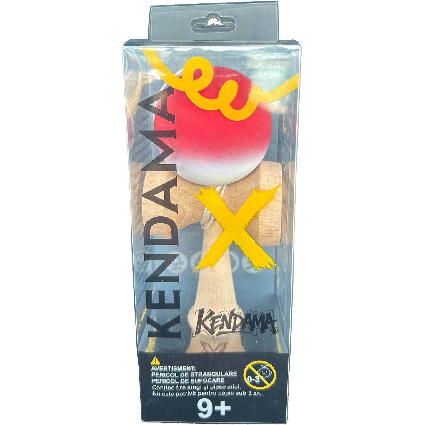 Jucărie KENDAMA din Lemn, 18 cm Gradient Roșu-Alb