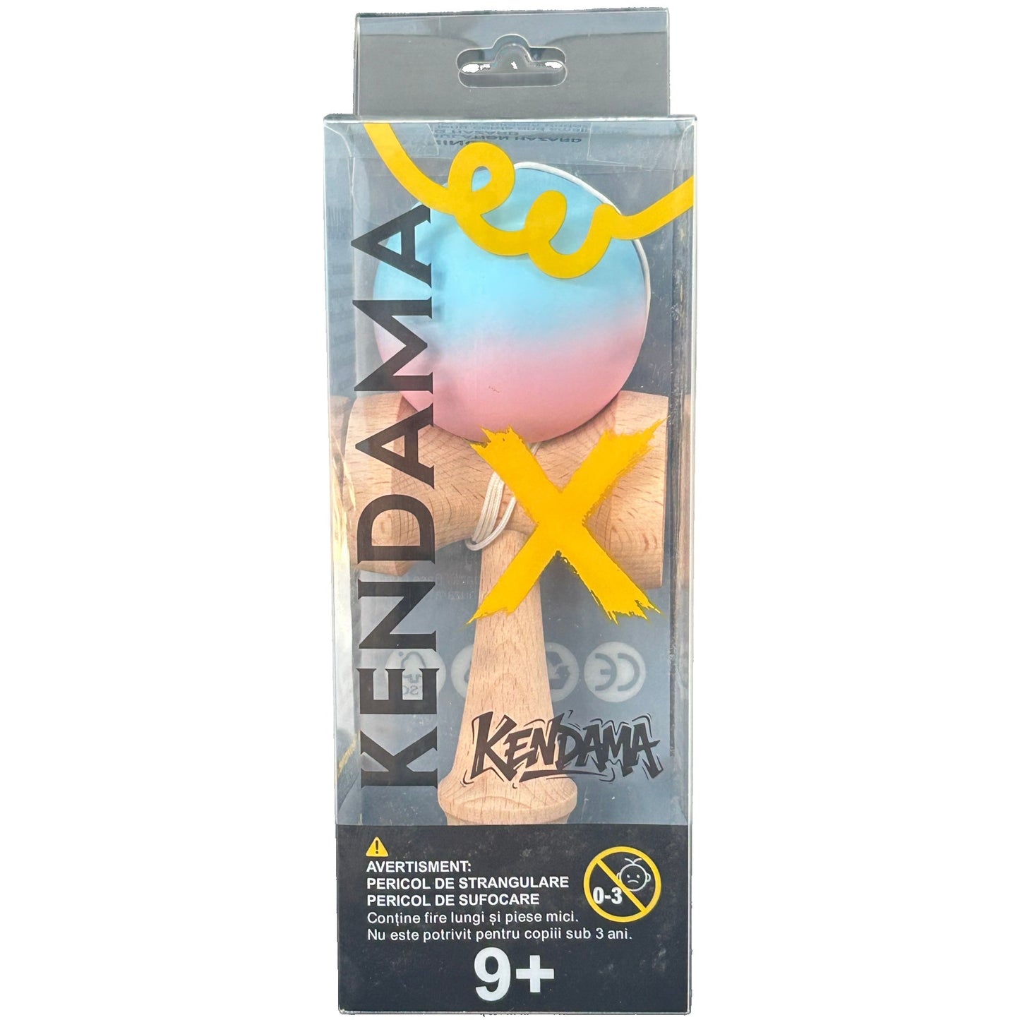 Jucărie KENDAMA din Lemn, 18 cm Gradient Albastru deschis-Roz
