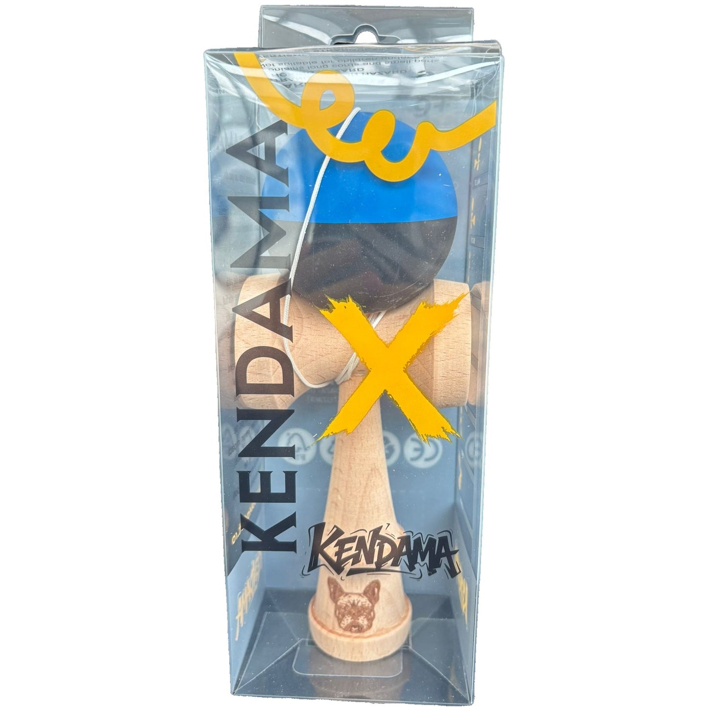 Jucărie KENDAMA din Lemn, 18 cm Model Albastru-Negru