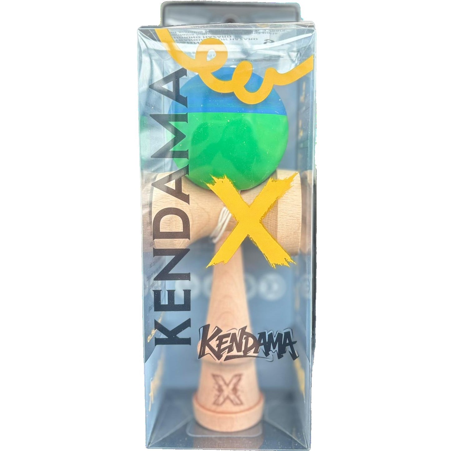 Jucărie KENDAMA din Lemn, 18 cm Albastru-Verde
