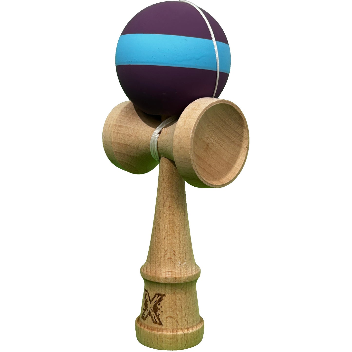 Jucărie KENDAMA din Lemn, 18 cm Model Mov-Albastru