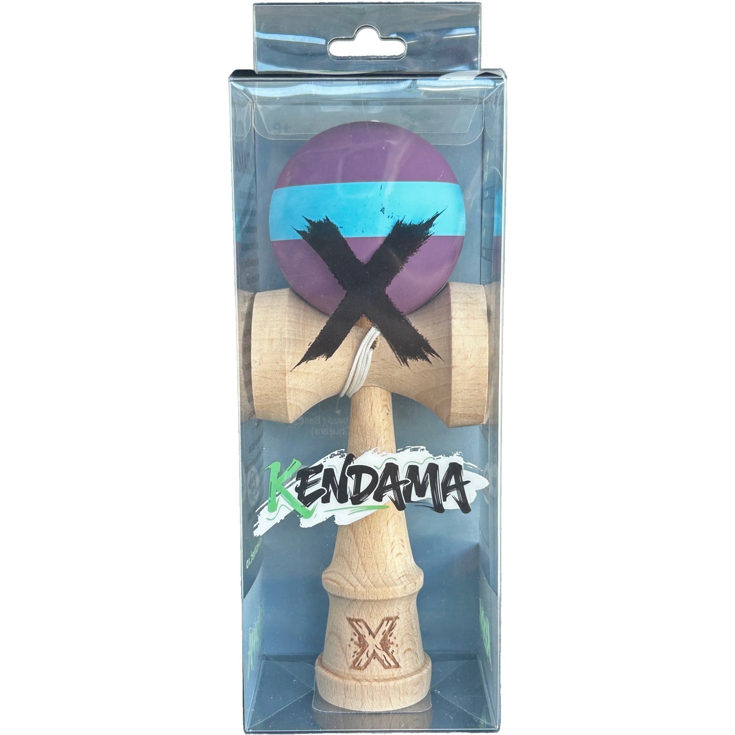 Jucărie KENDAMA din Lemn, 18 cm Model Mov-Albastru