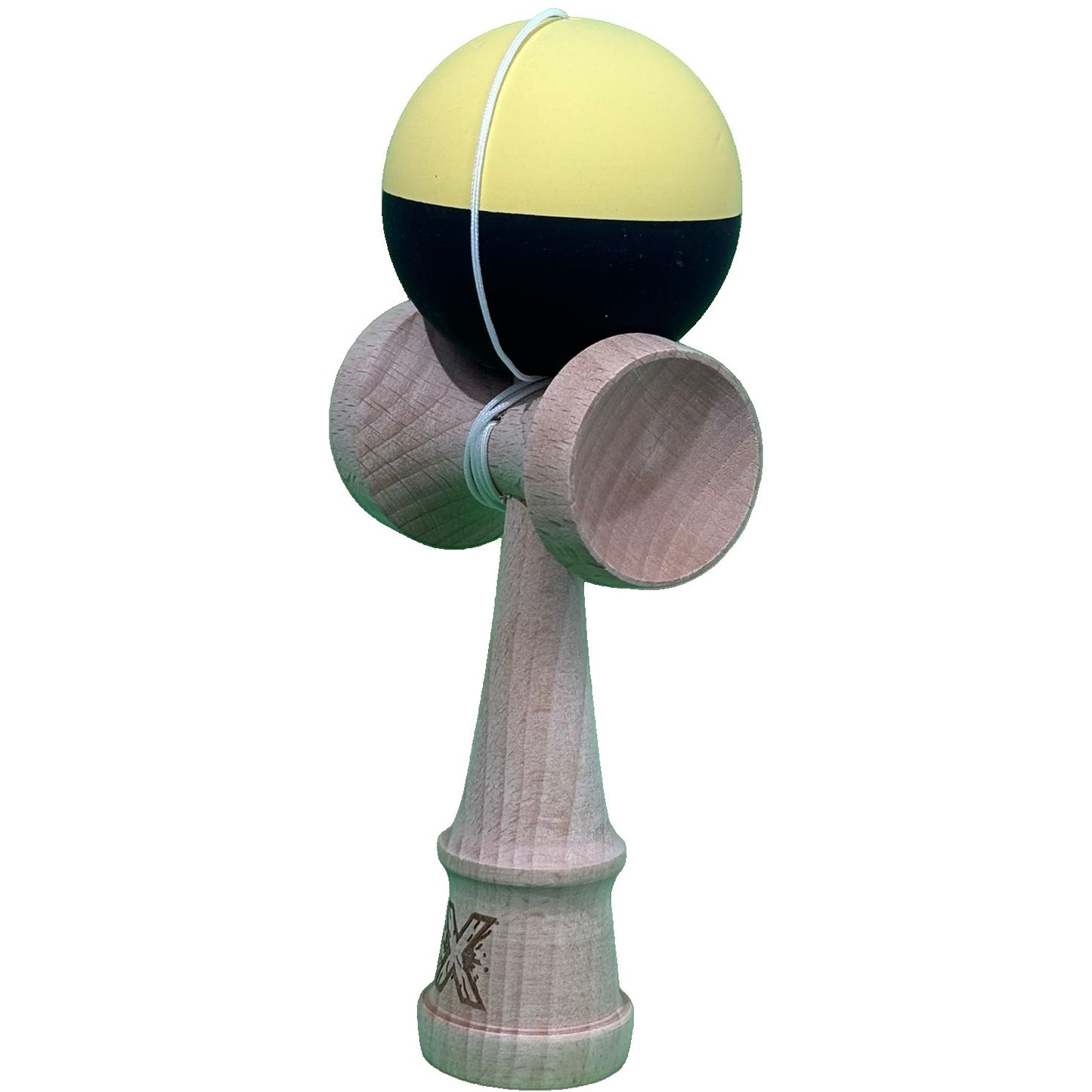 Jucărie KENDAMA din Lemn, 18 cm Model Gradient Galben-Negru