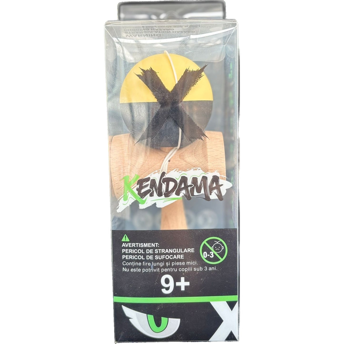 Jucărie KENDAMA din Lemn, 18 cm Model Gradient Galben-Negru