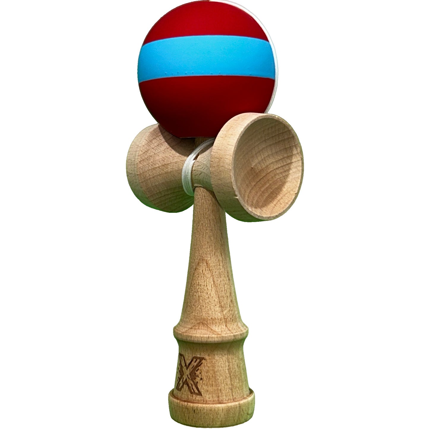 Jucărie KENDAMA din Lemn, 18 cm Model Roșu-Albastru
