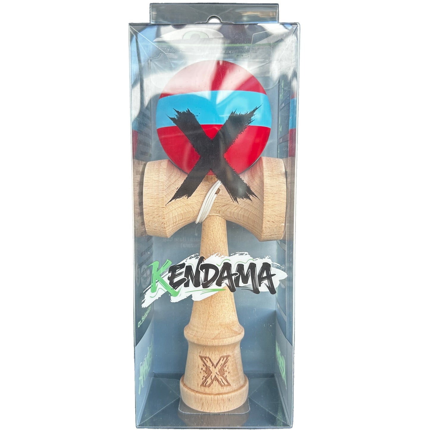 Jucărie KENDAMA din Lemn, 18 cm Model Roșu-Albastru