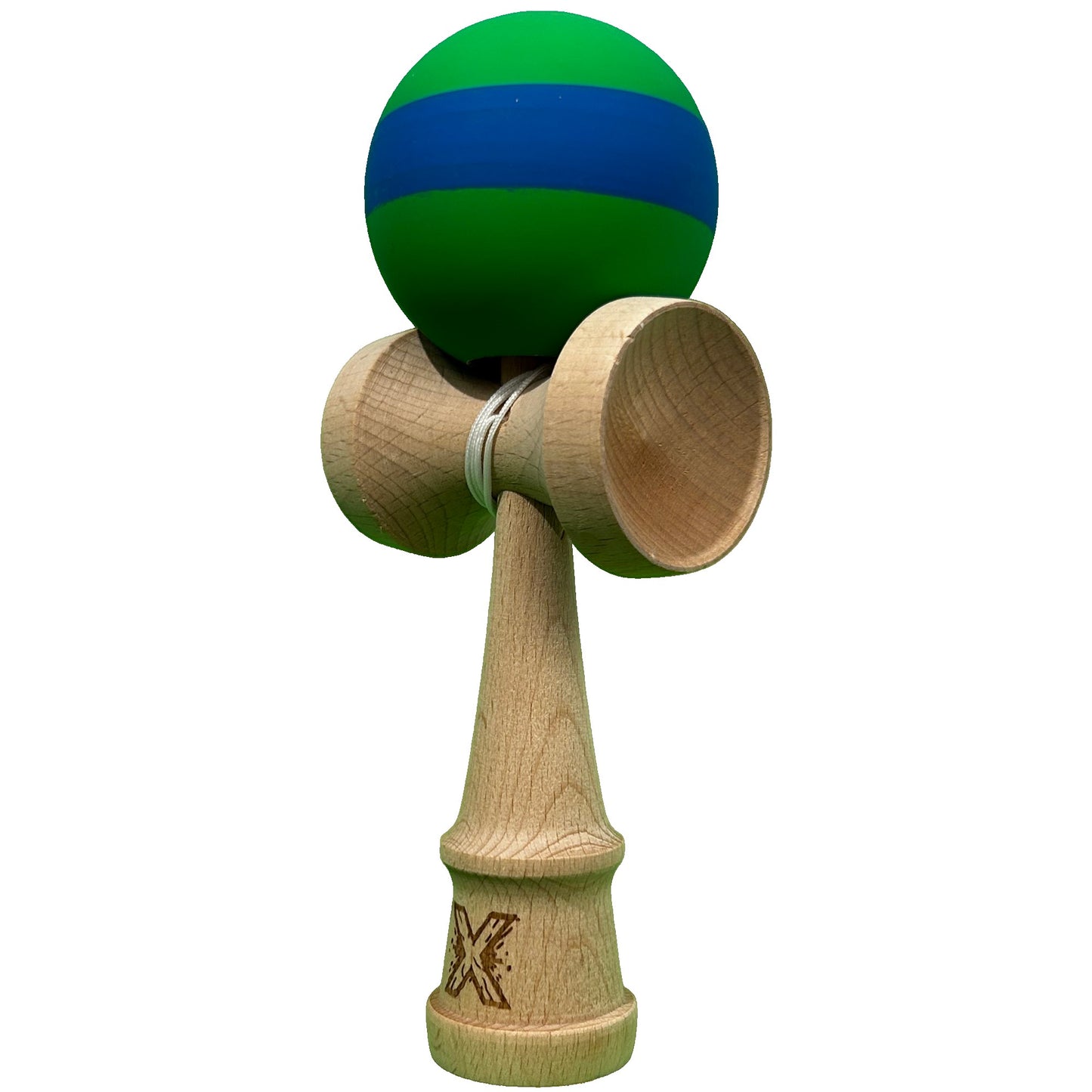 Jucărie KENDAMA din Lemn, 18 cm Model Verde-Albastru