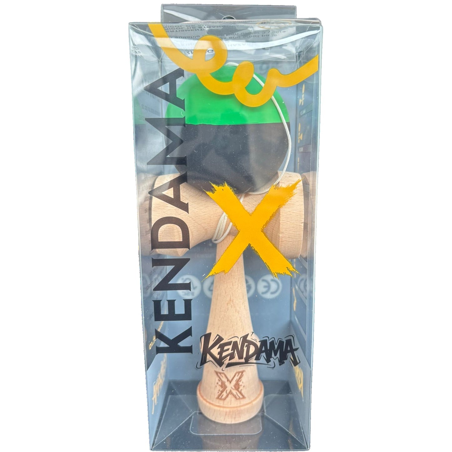 Jucărie KENDAMA din Lemn, 18 cm Model Verde-Negru