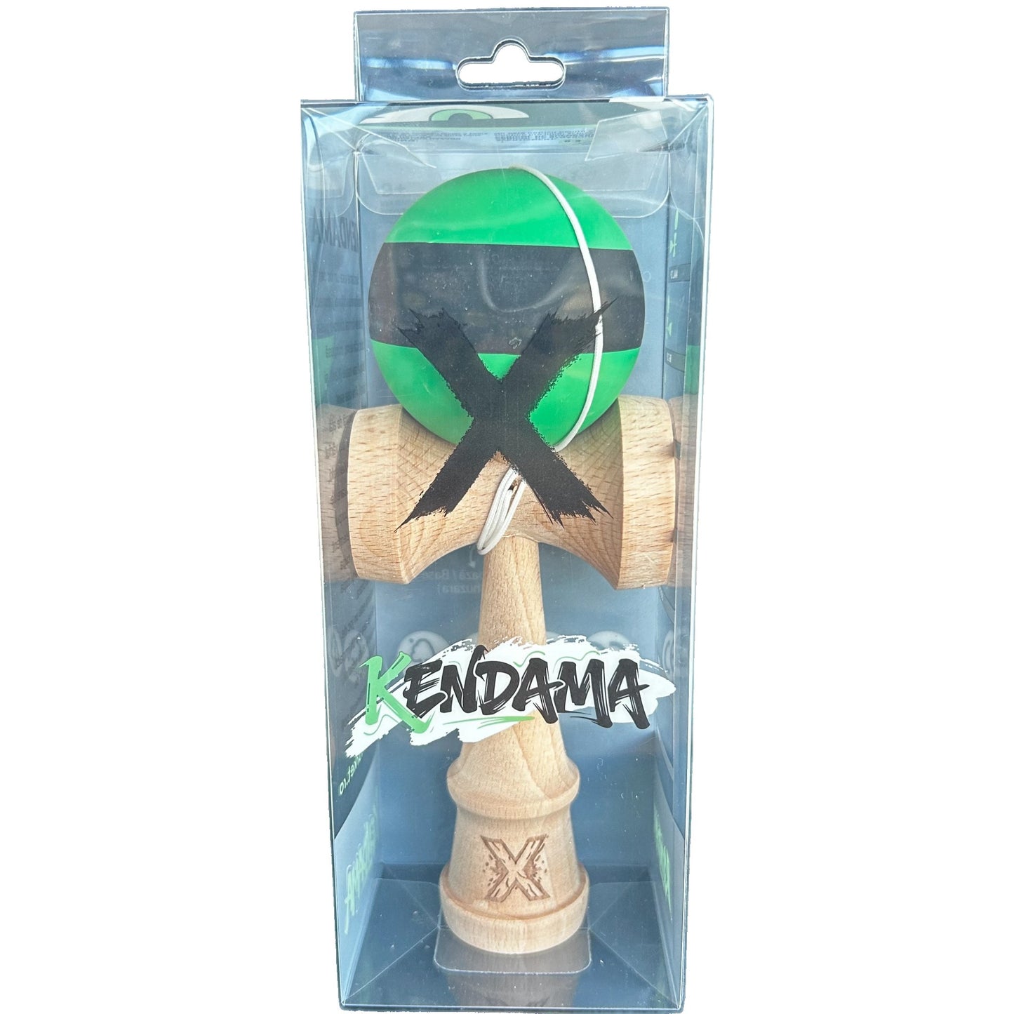 Jucărie KENDAMA din Lemn, 18 cm Model Negru-Verde