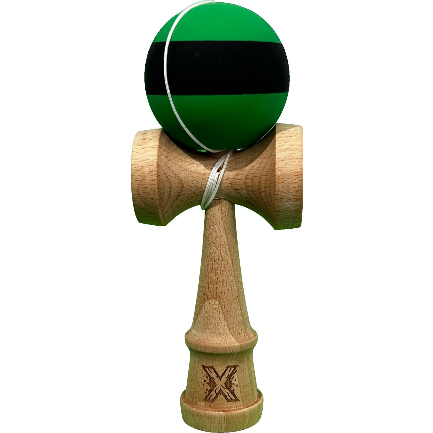 Jucărie KENDAMA din Lemn, 18 cm Model Negru-Verde