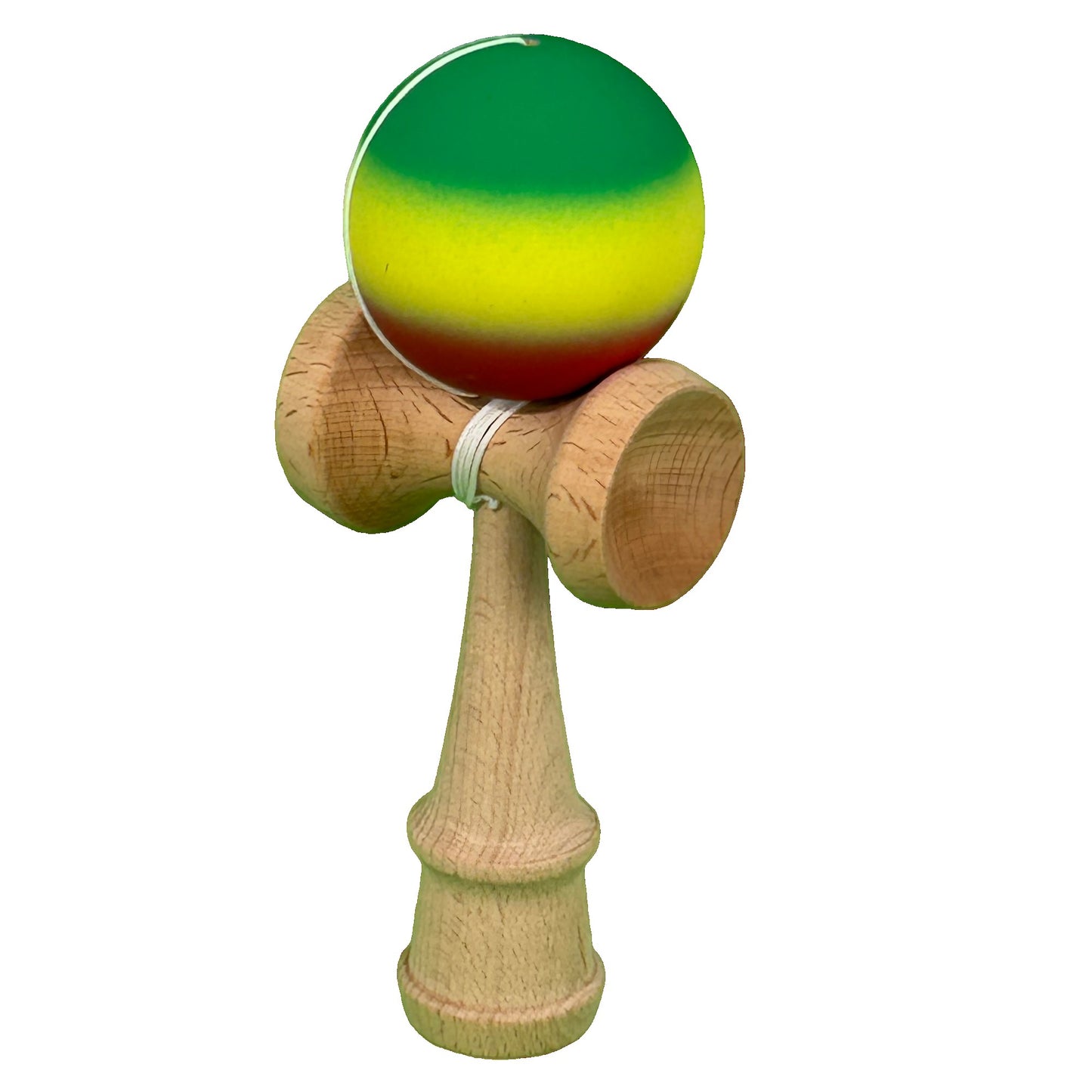 Jucărie KENDAMA din Lemn, 18 cm Gradient Verde-Galben-Rosu