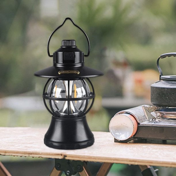 Lampa de camping retro portabila tip felinar vintage LED , cu acumulator inclus 1200 mah