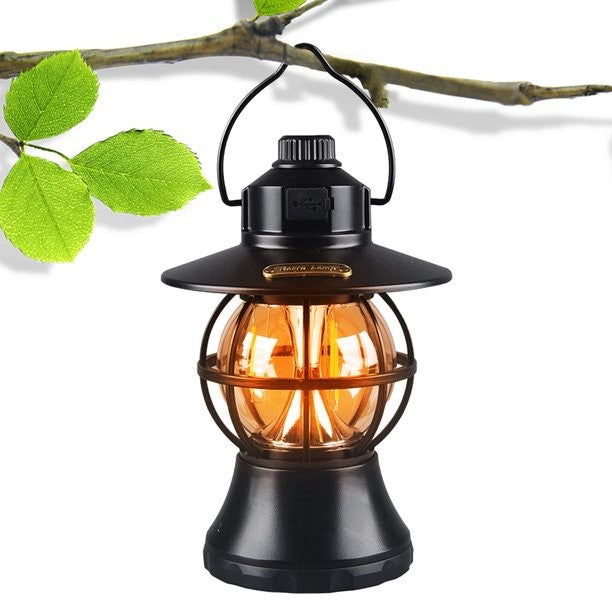 Lampa de camping retro portabila tip felinar vintage LED , cu acumulator inclus 1200 mah