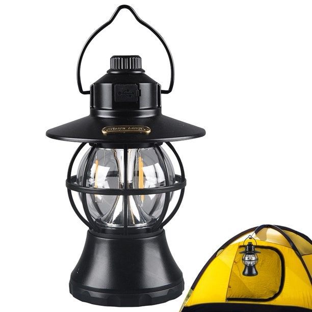 Lampa de camping retro portabila tip felinar vintage LED , cu acumulator inclus 1200 mah
