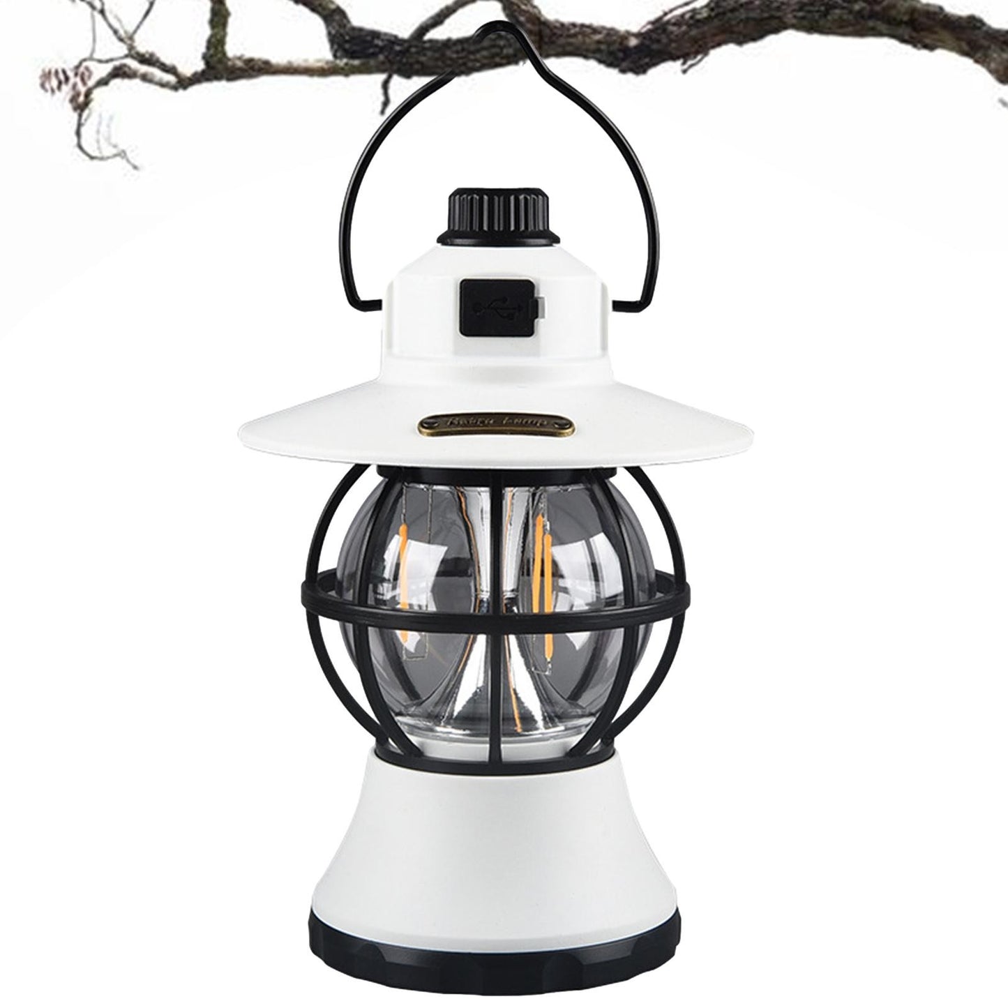 Lampa de camping reincarcabila retro portabila, felinar vintage LED, acumulator inclus,