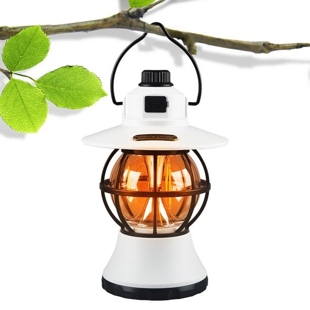 Lampa de camping reincarcabila retro portabila, felinar vintage LED, acumulator inclus,