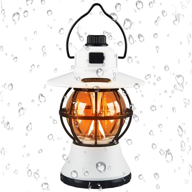 Lampa de camping reincarcabila retro portabila, felinar vintage LED, acumulator inclus,
