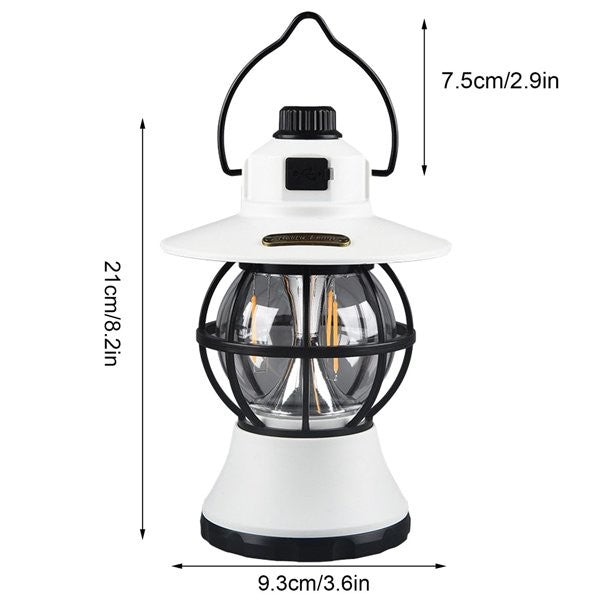 Lampa de camping reincarcabila retro portabila, felinar vintage LED, acumulator inclus,