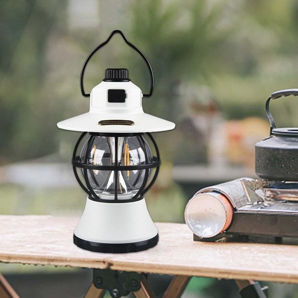 Lampa de camping reincarcabila retro portabila, felinar vintage LED, acumulator inclus,