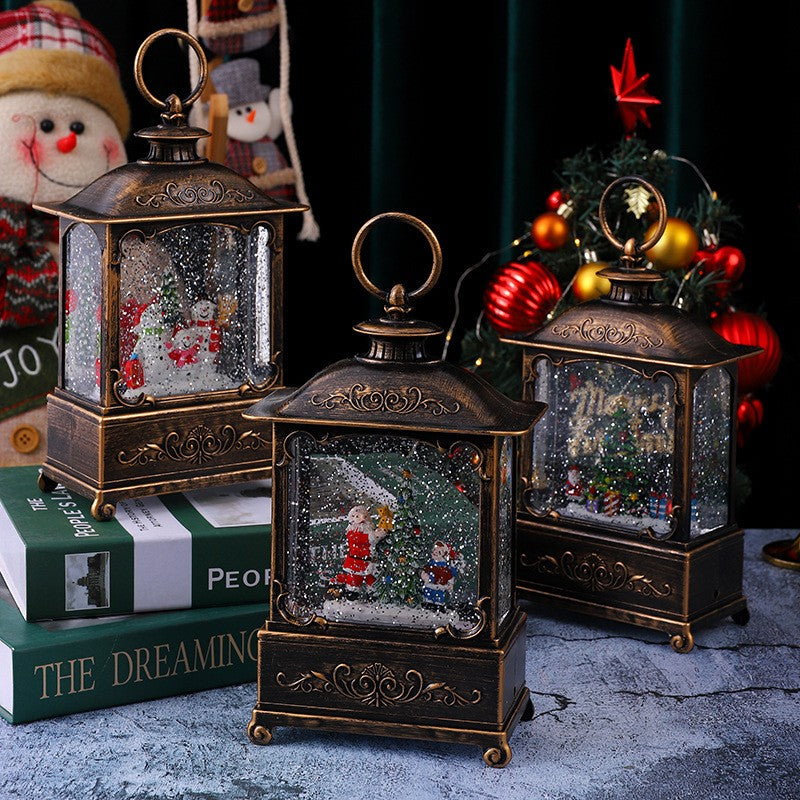 Decorațiune de Crăciun - Felinar cu Moș Crăciun și Băiețel, Cantece de Craciun, 3 Moduri