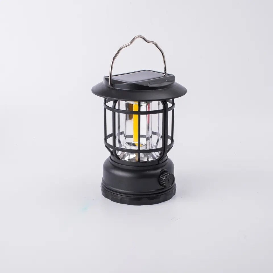 Lampa portabila camping , felinar vintage LED, Incarcare solara , intensitate reglabilă