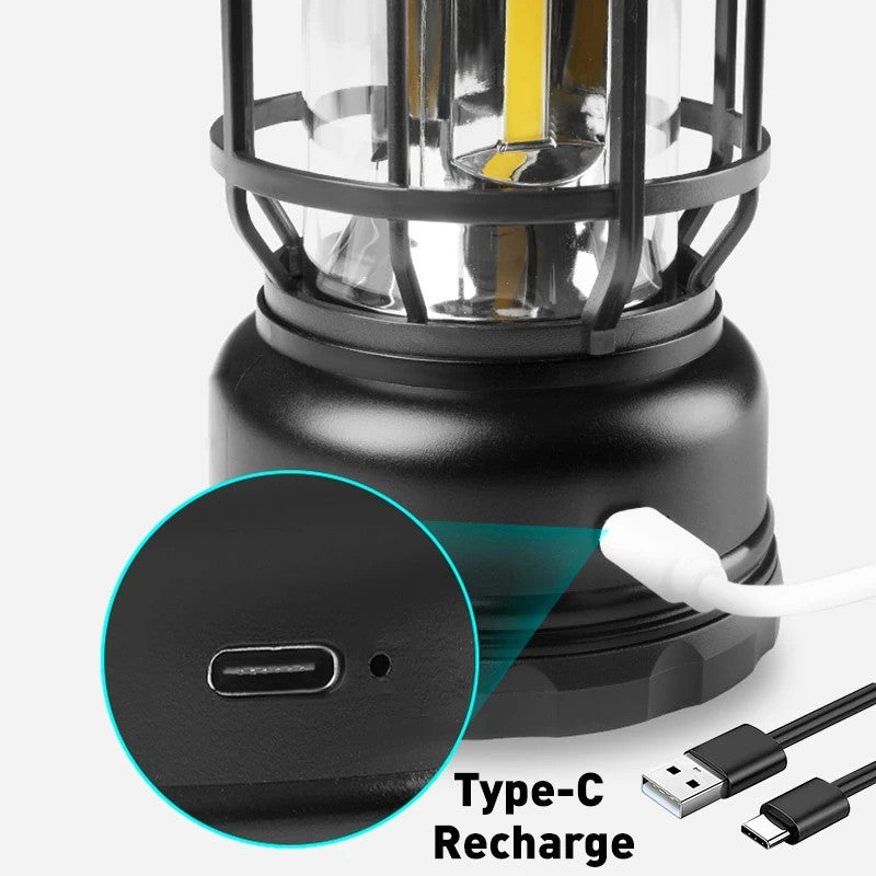 Lampa portabila camping , felinar vintage LED, Incarcare solara , intensitate reglabilă