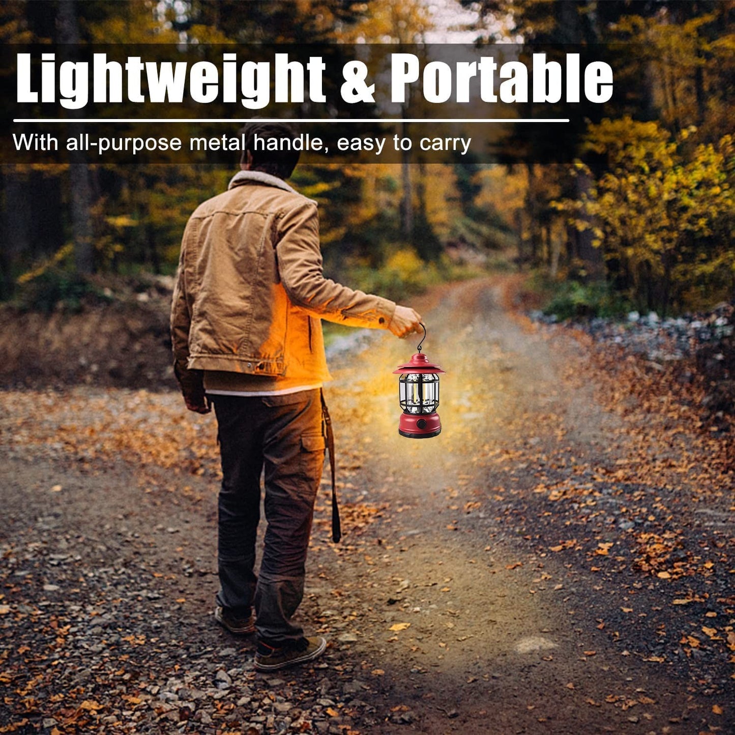 Lampa portabila camping, Felinar Vintage cu carlig, ABS, Iluminare 21 COB LED, Intensitate reglabila, 5W