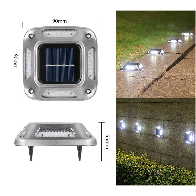 Lampa solara LED pentru grădină , 8 LED uri , prindere de perete sau împământare, ip65 , 9x9cm, Lumina Alb Rece