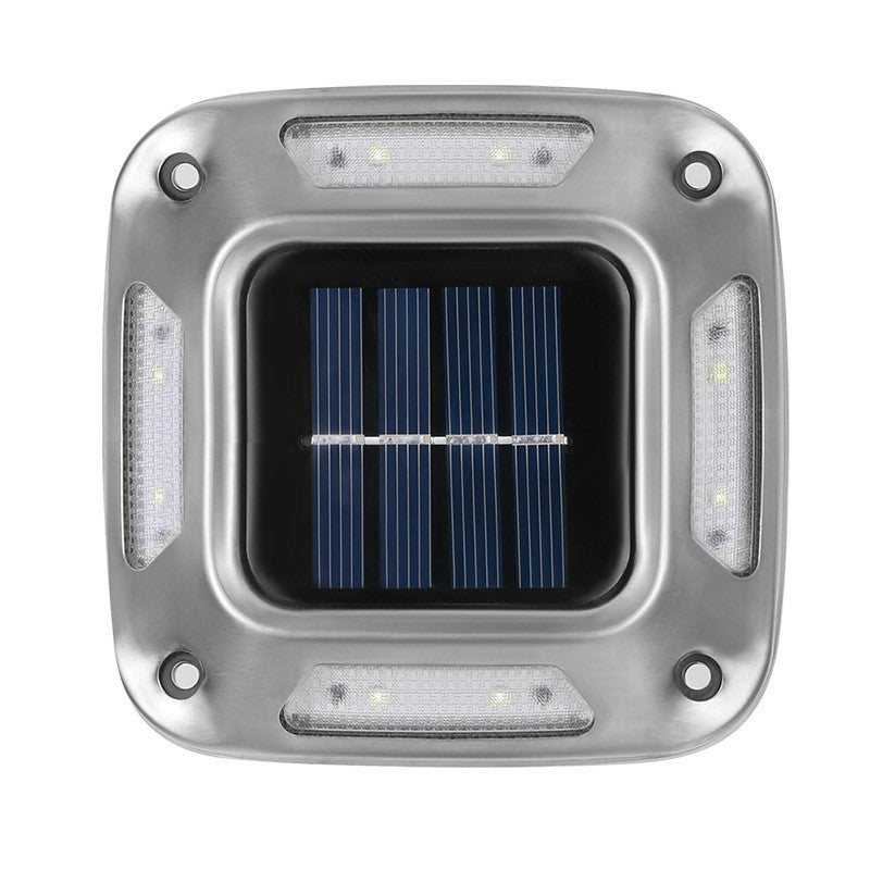 Lampa solara LED pentru grădină , 8 LED uri , prindere de perete sau împământare, ip65 , 9x9cm, Lumina Alb Rece