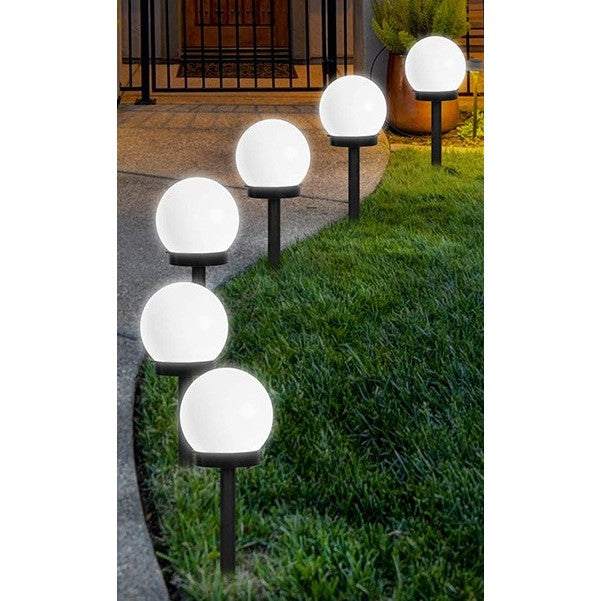 SET 2 Lămpi Solare LED, Sferice, Tip glob, Diametru 10 CM, Alb Rece