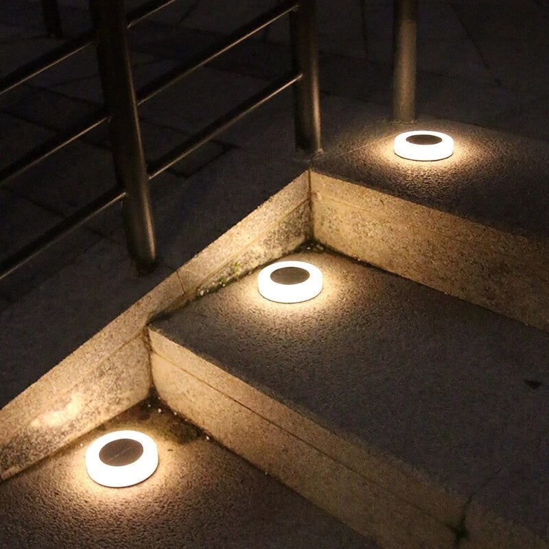Lampa Solara LED, sub forma de cerc, pentru gazon sau grădină rezistenta la apa, Lumina Alb Cald