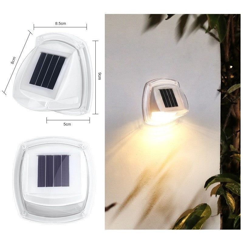 Lampa Solara Led tip aplica pentru perete 8.5x9cm, 2v, rezistent la apa , 8 ledu uri , lumina Alb Cald