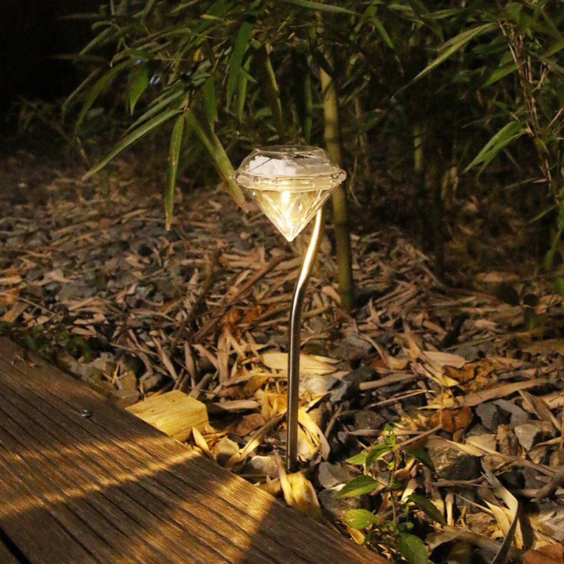 Lampa solara de tip diamant pentru grădină, înălțime 30cm , Lumina Alb Cald