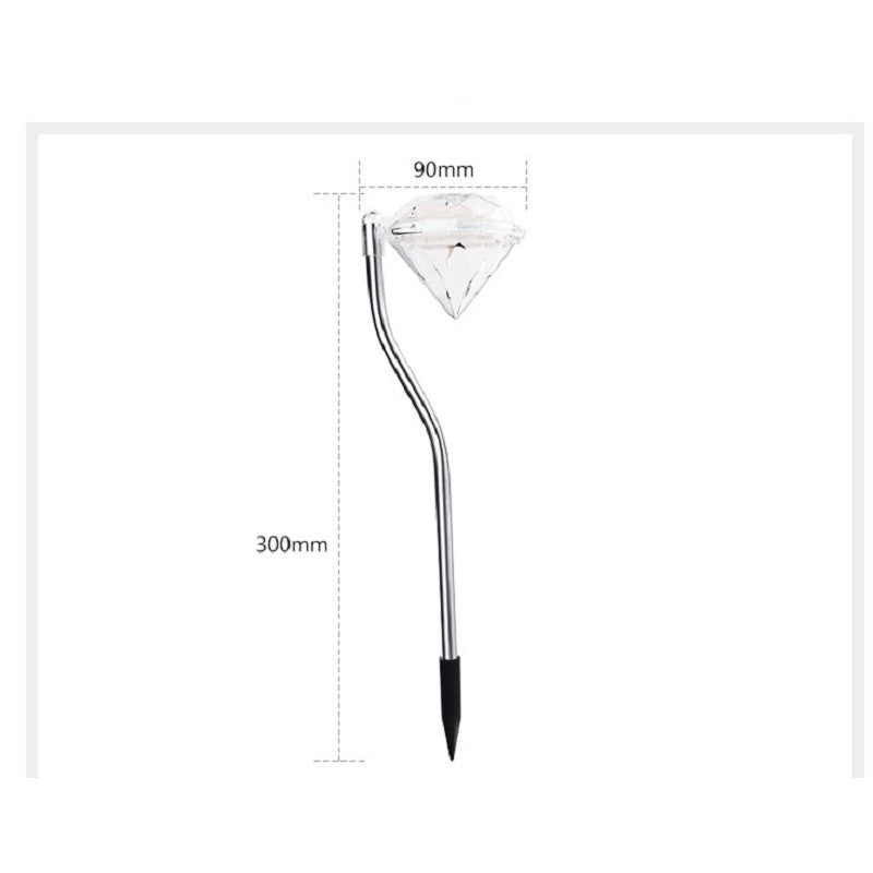 Lampa solara de tip diamant pentru grădină, înălțime 30cm , Lumina Alb Cald