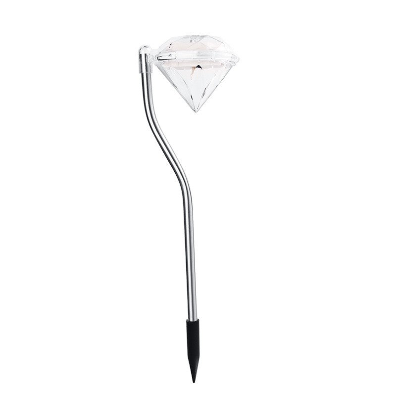 Lampa solara de tip diamant pentru grădină, înălțime 30cm , Lumina Alb Cald