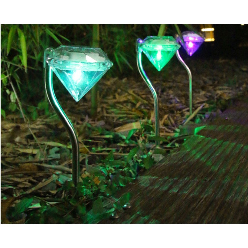 SET 6 Lampi Solare LED tip Diamant Pentru Grădină , înălțime 30 cm , 2v , 600 mai, Multicolor