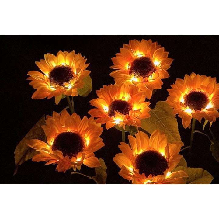 Lampa Solara LED tip Floarea Soarelui Cu 3 flori , înălțime '70 cm, pentru Gradina