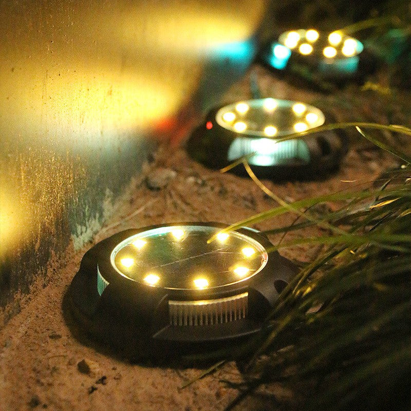 Lampa Solara LED tip spot pentru grading cu 4 LED uri laterale multicolore si 8 led uri principale Alb Cald , ip65 , Lumina Multicolora