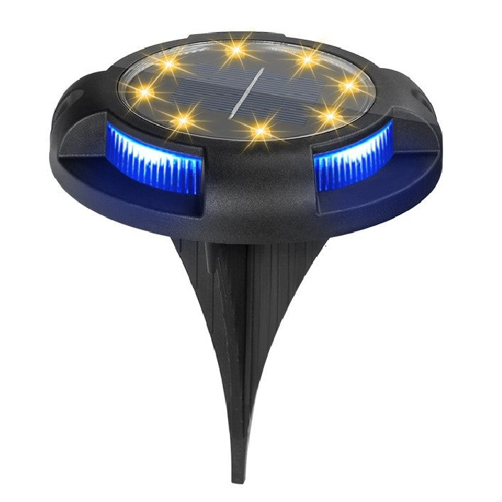 Lampa Solara LED tip spot pentru grading cu 4 LED uri laterale multicolore si 8 led uri principale Alb Cald , ip65 , Lumina Multicolora
