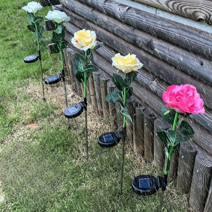 Lampa solara LED tip trandafir pentru grădină , înălțime 75cm