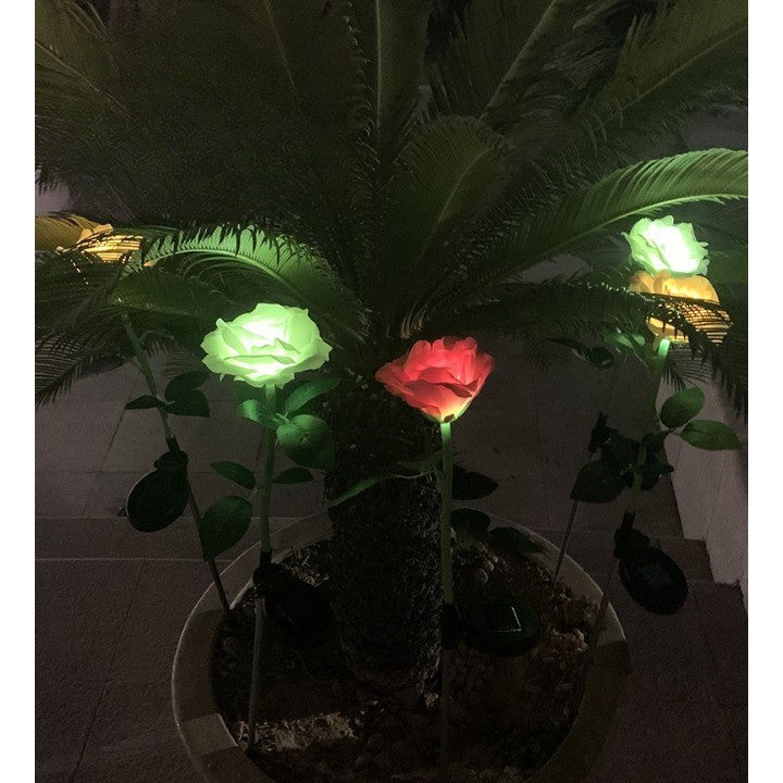 Lampa solara LED tip trandafir pentru grădină , înălțime 75cm