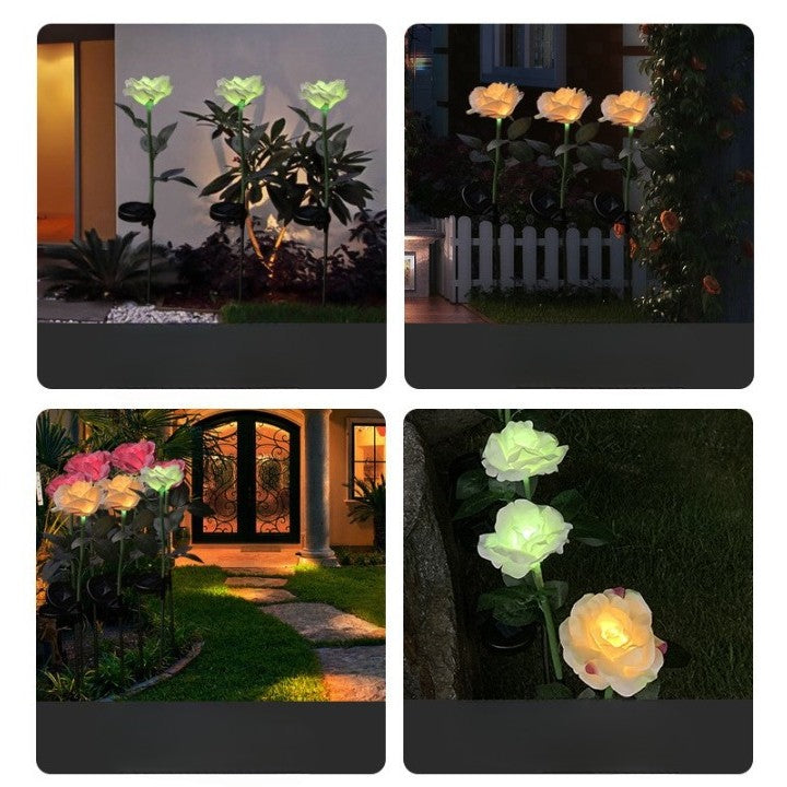 Lampa solara LED tip trandafir pentru grădină , înălțime 75cm