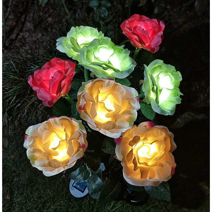 Lampa solara LED tip trandafir pentru grădină , înălțime 75cm
